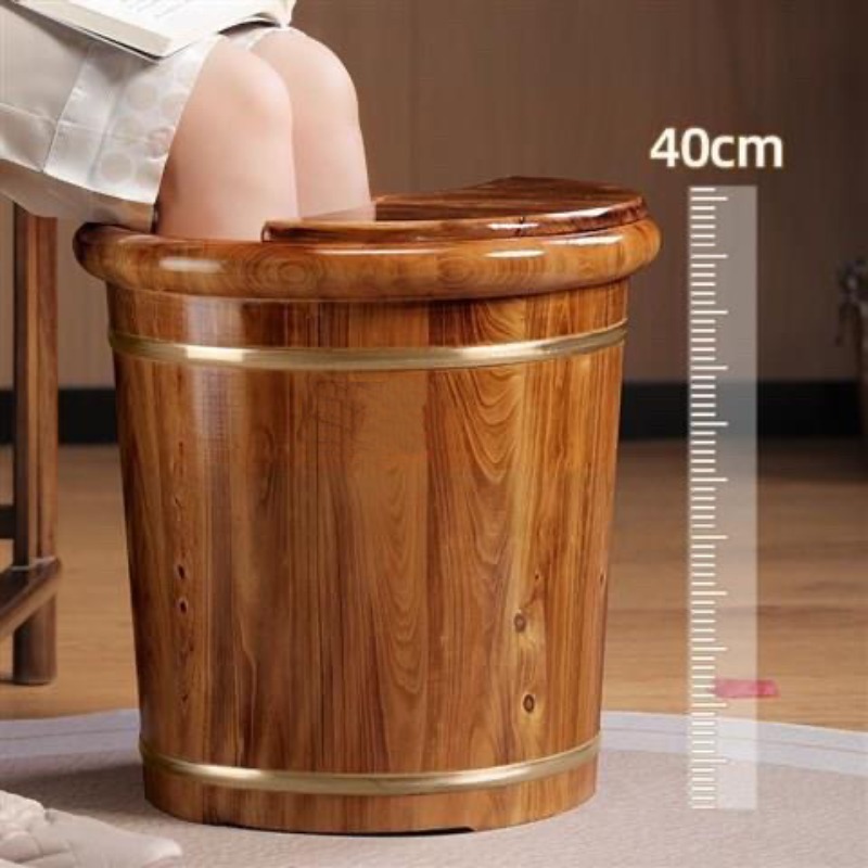 Spa Massager - Drewniane wiadro do moczenia stóp, solidna