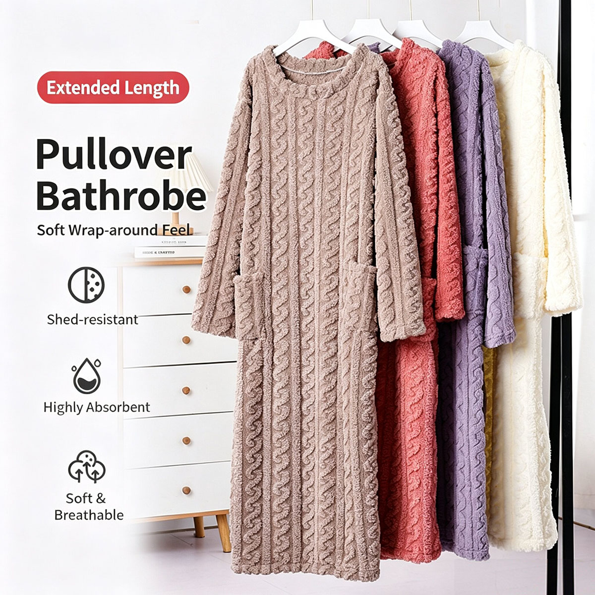 Bathrobe - Zimowa koszula nocna z aksamitu koralowego,